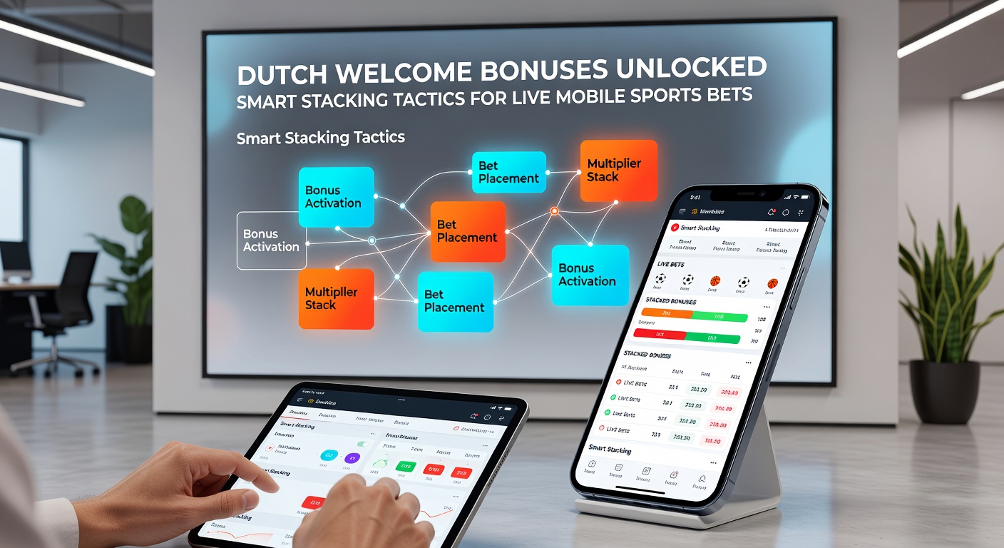 Overzichtsscherm van gestackte welkomstbonussen op meerdere Nederlandse betting apps tijdens een live voetbalwedstrijd
