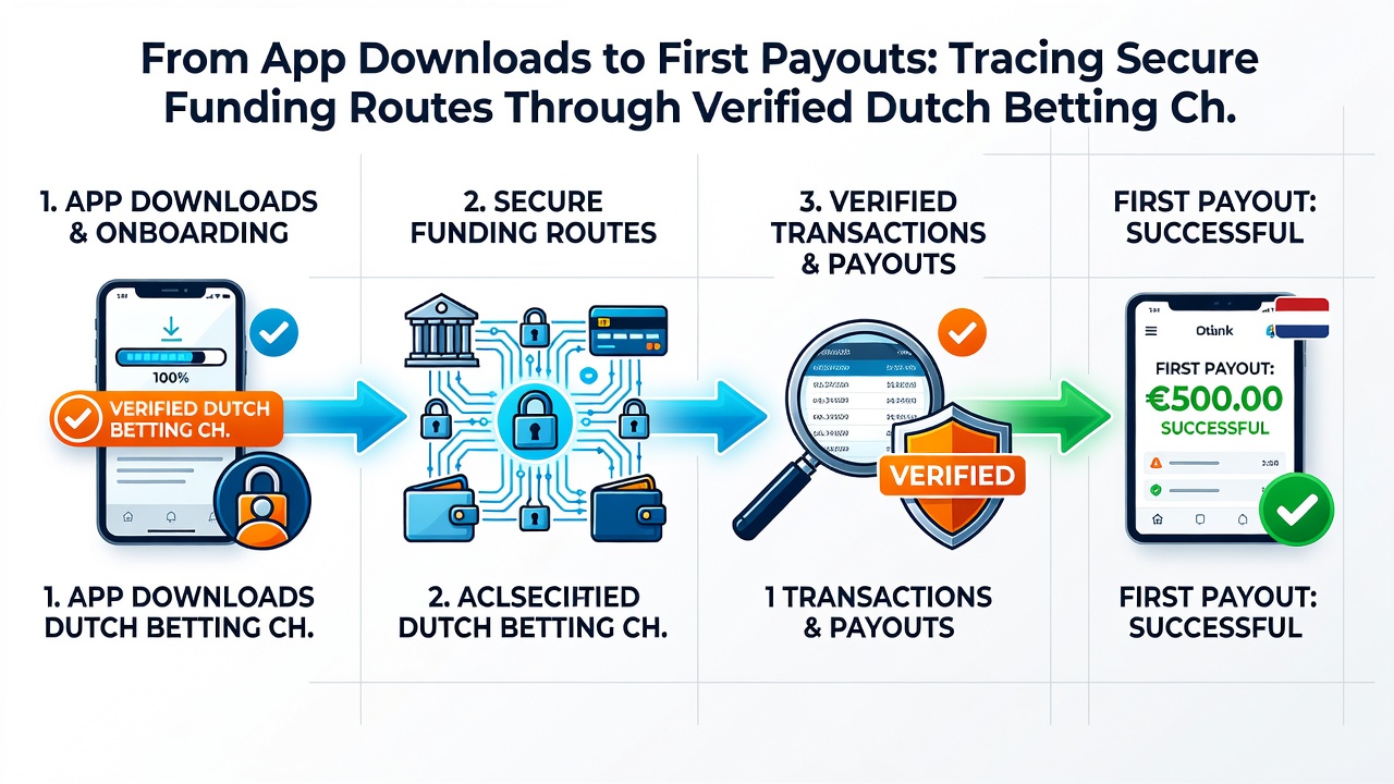Diagram van stortings- en uitbetalingsprocessen in geverifieerde Nederlandse betting apps