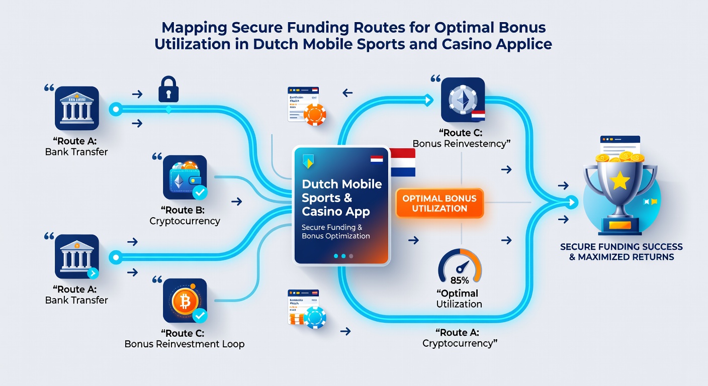 Gebruikersinterface van een Nederlandse gokapp die veilige financieringsopties en bonusvoorwaarden weergeeft