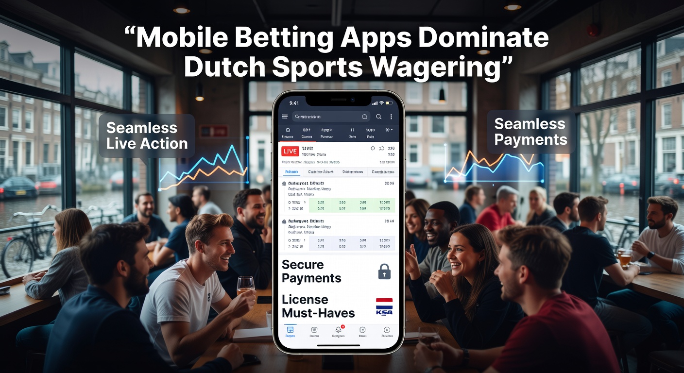 Smartphone met open betting app tijdens een live voetbalwedstrijd, met odds en live scores zichtbaar