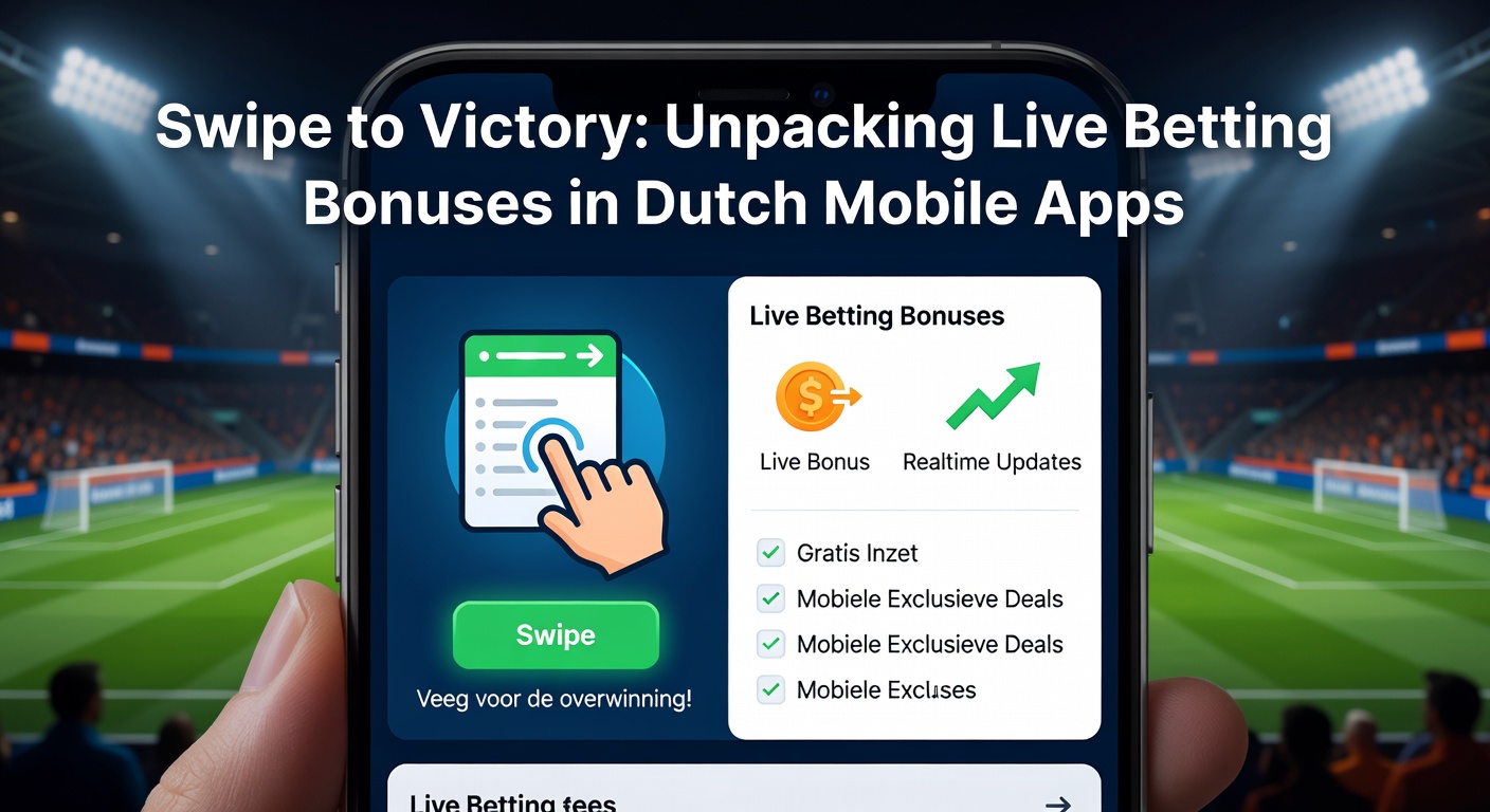 Schermafbeelding van een live betting app met swipe-functie en bonus-popup tijdens een sportwedstrijd